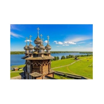 Рыжий кот. Холст 40х50 арт.Х-6647 с красками по номерам "Церковь Преображения Господня на ост. Кижи"