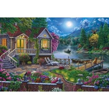 Рыжий кот. Алмаз. мозаика ACG052 30х40 см, без подр.с част. заполн. (26цв.) "Рыбалка при луне"