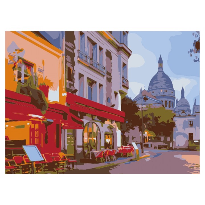 Рыжий кот. Холст 22х30 арт.HS111 с красками по номерам "Французская уютная улочка"