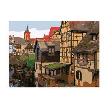 Рыжий кот. Холст 22х30 арт.HS112 с красками по номерам "Город Кольмар" Франция.