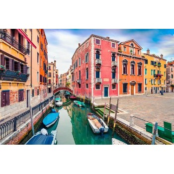 Рыжий кот. Холст 30х40 арт.Х-9051 с красками по номерам "Яркие дома на воде"