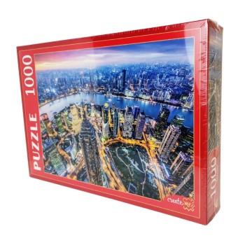 Рыжий кот. Пазлы 1000 эл. арт.2007 "Шанхай с высоты птичьего полета"