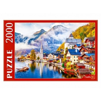 Рыжий кот. Пазлы 2000 эл. арт.3696 "Гальштат на рассвете" Австрия.