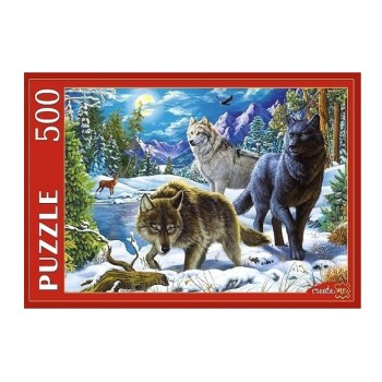 Рыжий кот. Пазлы 500 эл. арт.0045 "Волки и снежная ночь"
