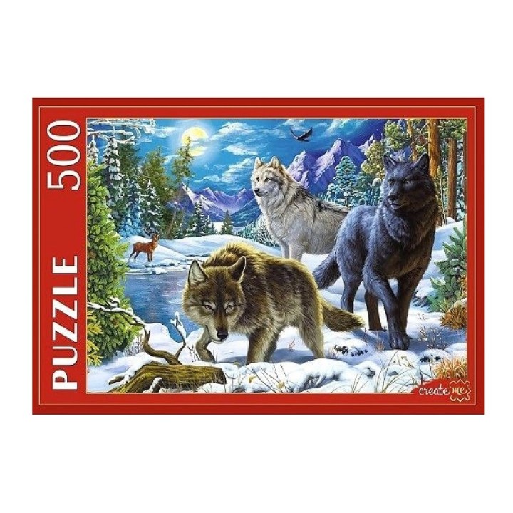 Рыжий кот. Пазлы 500 эл. арт.0045 "Волки и снежная ночь"
