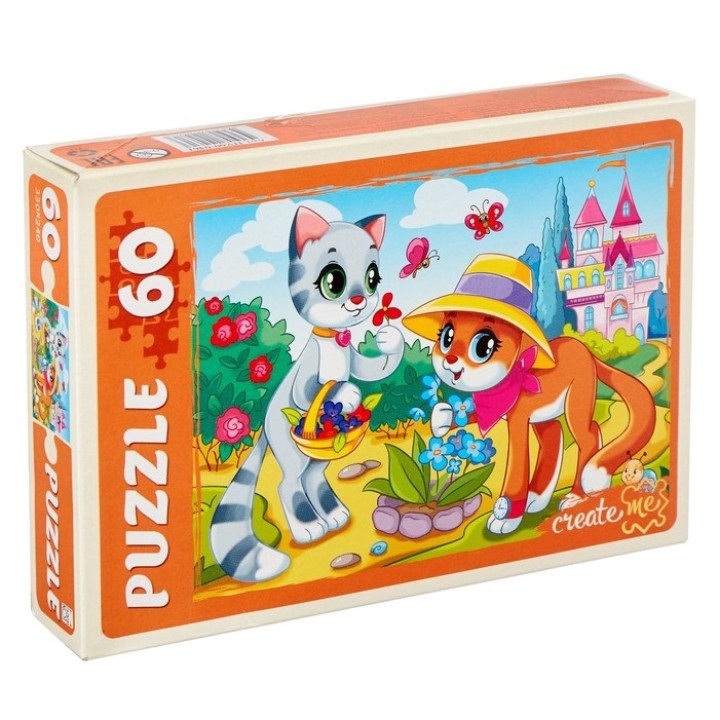 Рыжий кот. Пазлы 60 эл. арт.0461 "Милые котята и замок"