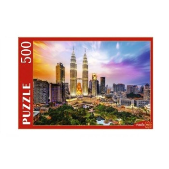 Рыжий кот. Пазлы 500 эл. арт.0610 "Башни Петронас на закате" Малайзия.