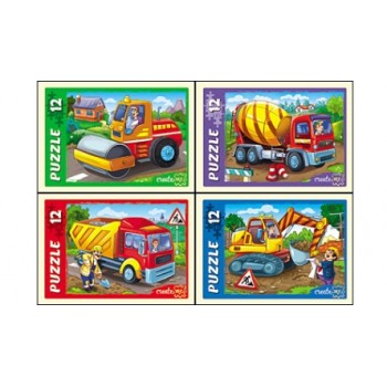 Рыжий кот. Пазлы 12 эл. арт.5641 "Машины-работники" /32