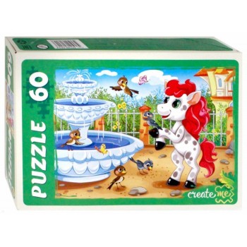 Рыжий кот. Пазлы 60 эл. арт.0624 "Пони у фантана"