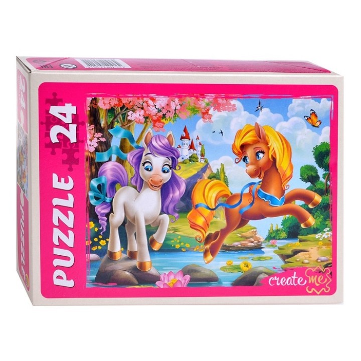 Рыжий кот. Макси-пазлы 24 эл. арт.0615 "Пони на пруду"