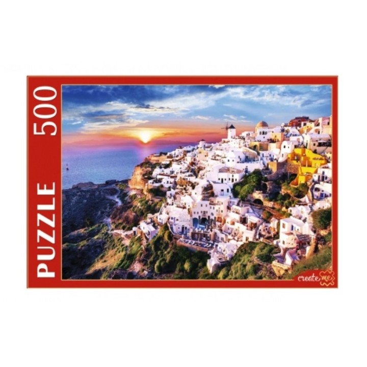 Рыжий кот. Пазлы 500 эл. арт.0612 "Санторини на закате" Греция.