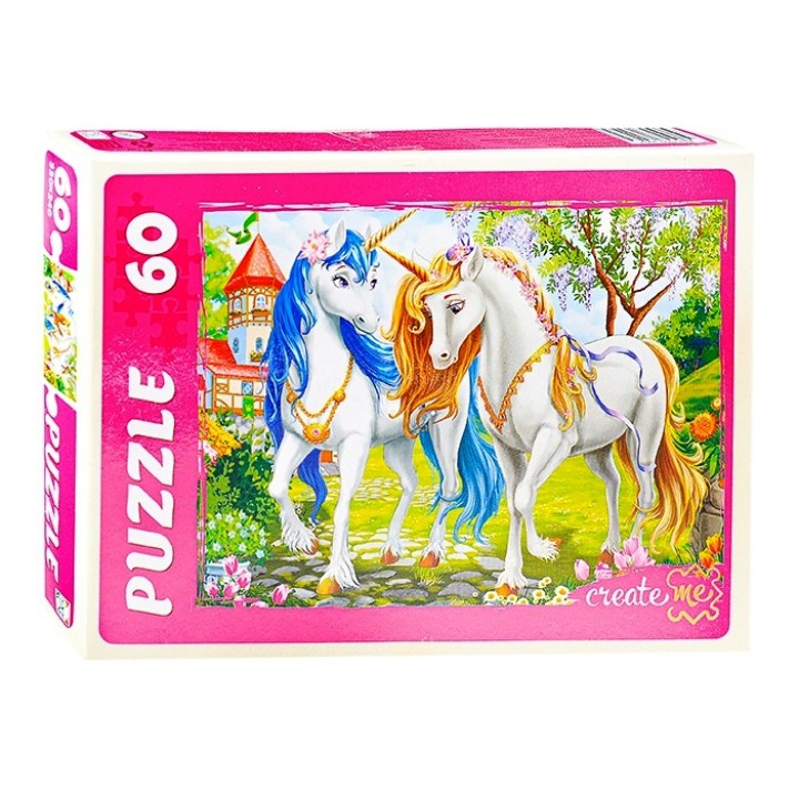 Рыжий кот. Пазлы 60 эл. арт.3007 "Два милых единорога"