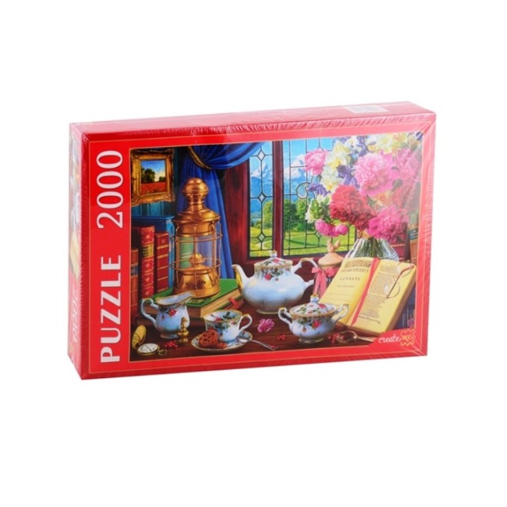 Рыжий кот. Пазлы 2000 эл. арт.3701 "Натюрморт с сервизом"