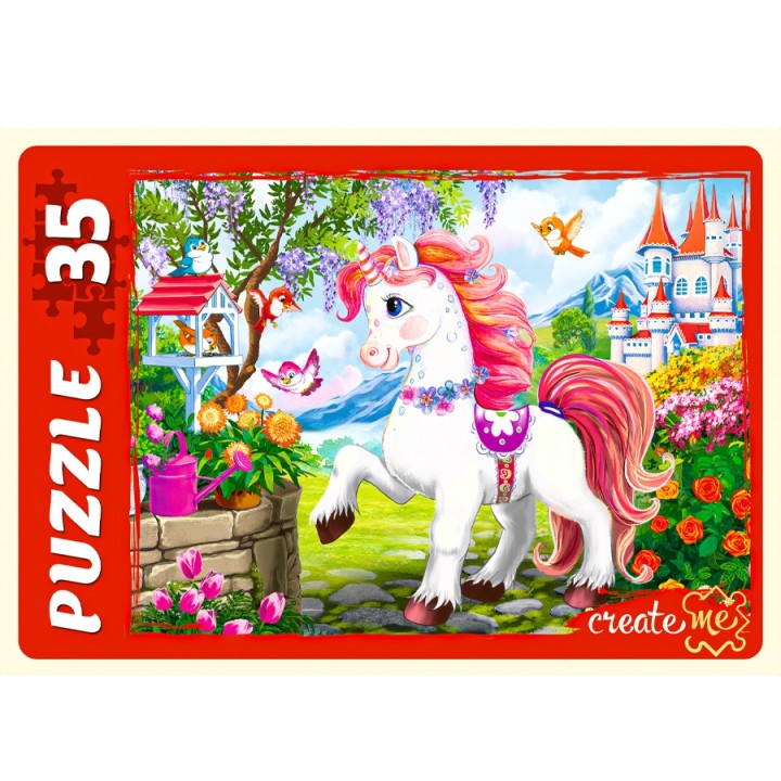 Рыжий кот. Макси-пазлы 35 эл. арт.7192 "Милый единорог №2"