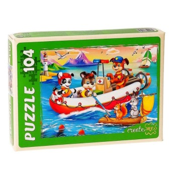 Рыжий кот. Пазлы 104 эл. арт.8743 "Щенки-спасатели"