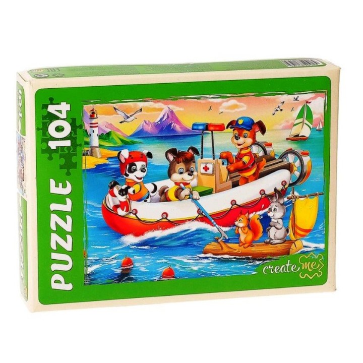 Рыжий кот. Пазлы 104 эл. арт.8743 "Щенки-спасатели"