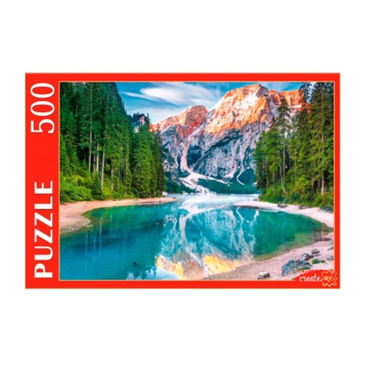 Рыжий кот. Пазлы 500 эл. арт.0613 "Озеро среди доломитовых альп" Италия.