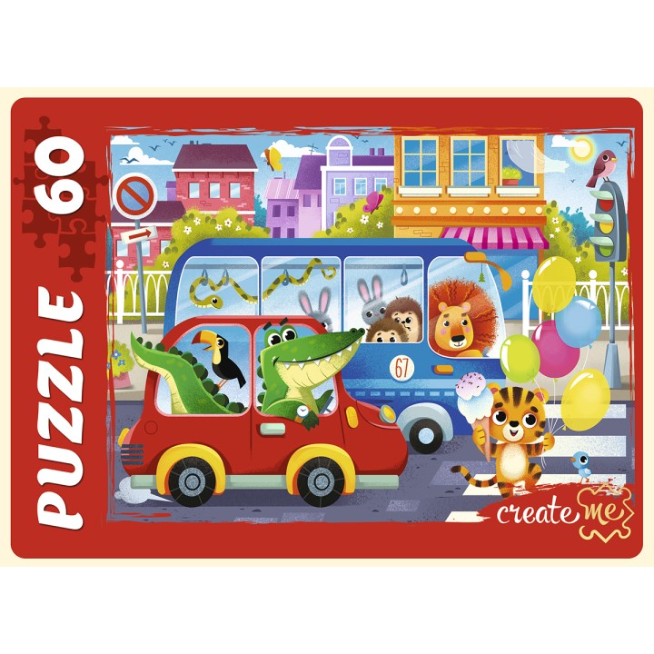 Рыжий кот. Пазлы 60 эл. арт.7648 "На дороге"