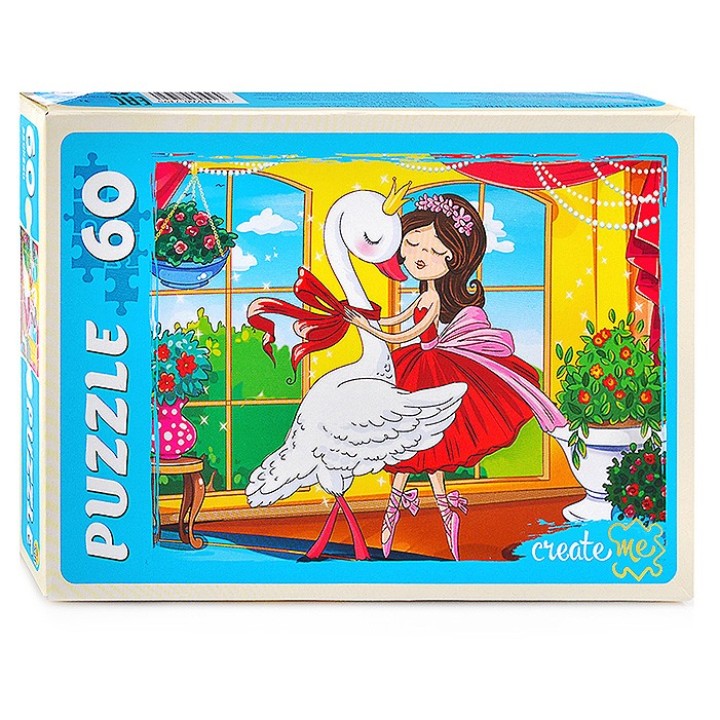 Рыжий кот. Пазлы 60 эл. арт.7195 "Балеринка и лебедь"