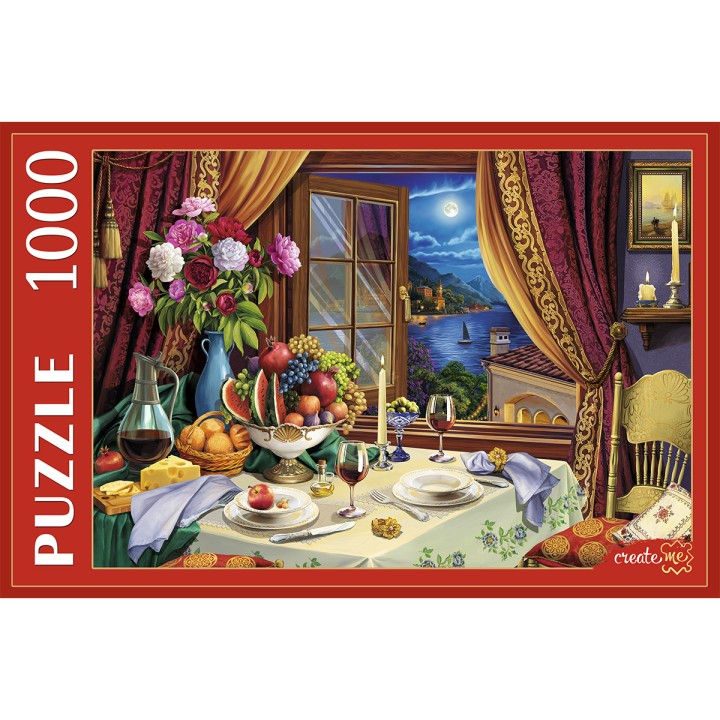 Рыжий кот. Пазлы 1000 эл. арт.3029 "Романтический ужин при свечах"