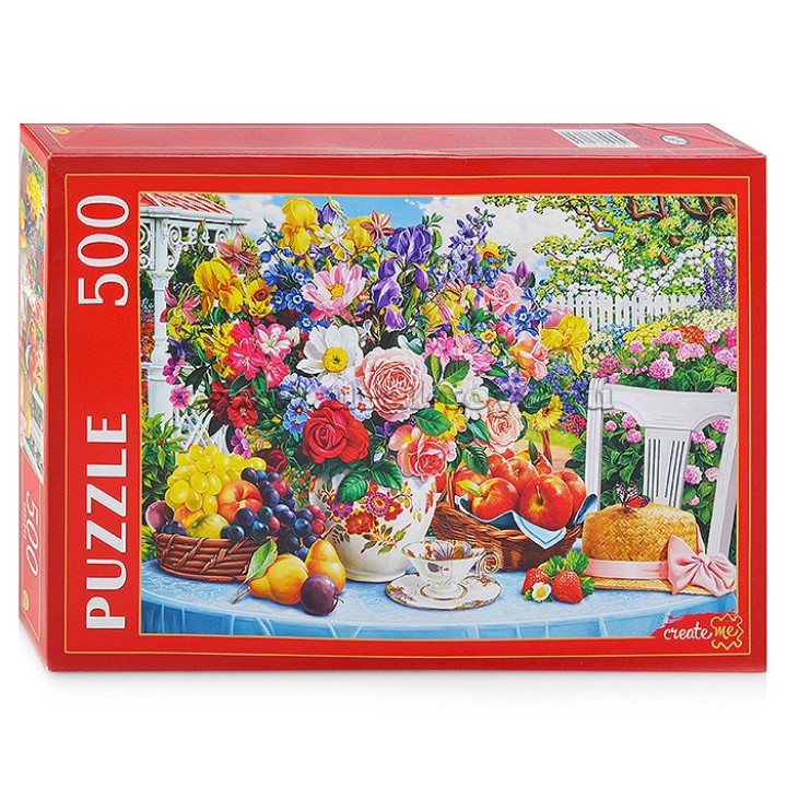 Рыжий кот. Пазлы 500 эл. арт.2179 "Летний натюрморт в саду"