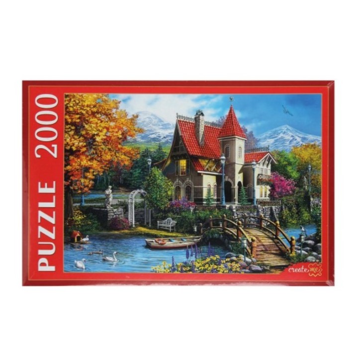 Рыжий кот. Пазлы 2000 эл. арт.1111 "Усадьба горной реки"