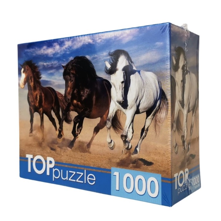 Рыжий кот. TOPpuzzle. Пазлы 1000 эл. арт.4141 "Тройка диких лошадей"