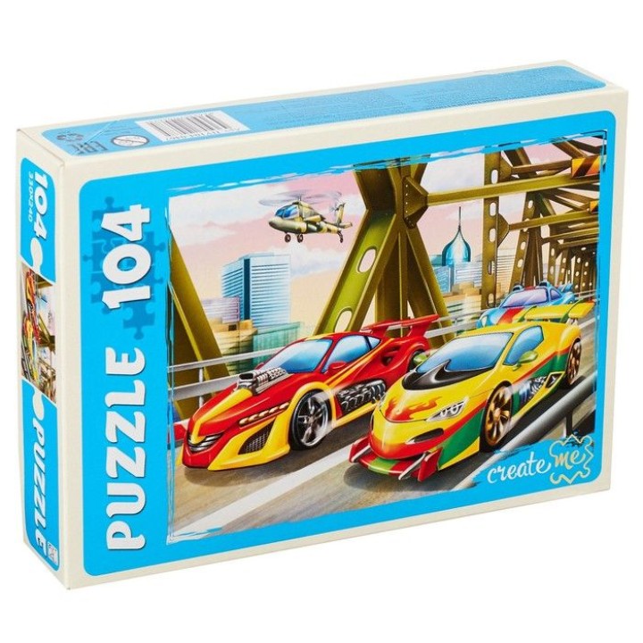 Рыжий кот. Пазлы 104 эл. арт.0467 "Скоростные гонки в городе"