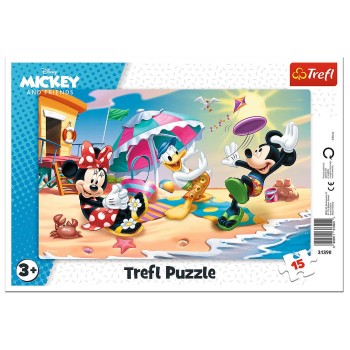 Trefl. Пазл-рамка 15 арт.31390 "Disney Mickey. Игра на пляже"