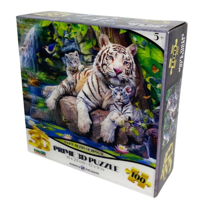 Пазл Super 3D 100 арт.13850 "Белые тигры Бенгалии" 5+