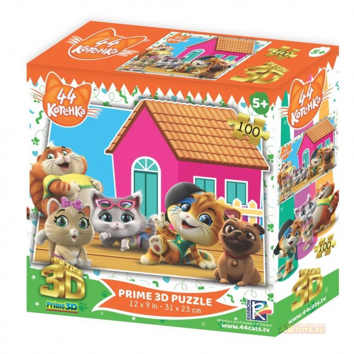 Пазл Super 3D 100 арт.13851 "44 котёнка. Сюжет 3"