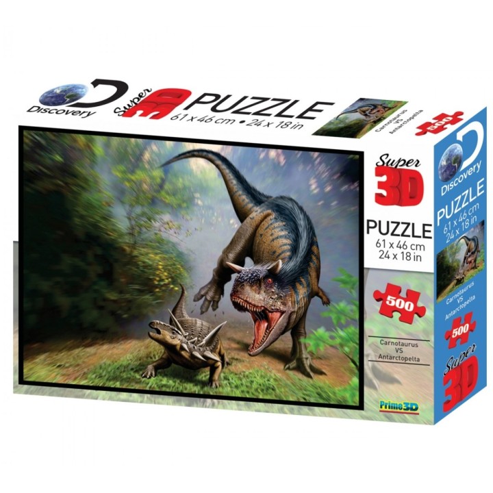 Пазл Super 3D 500 арт.10330 "Карнотавр против антарктопельты" 6+