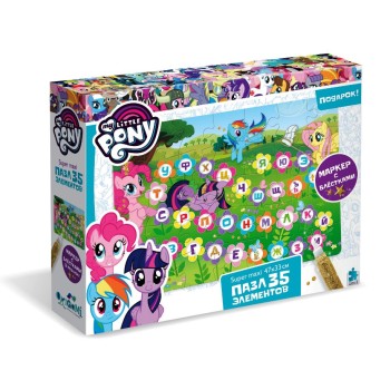 Origami. My Little Pony. Пазл 35 эл "Цветочная азбука" (43х33 см) + глиттерный маркер арт.04395