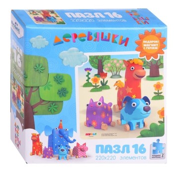 Origami. "Деревяшки" Пазл 16 эл. +магнит арт.04514