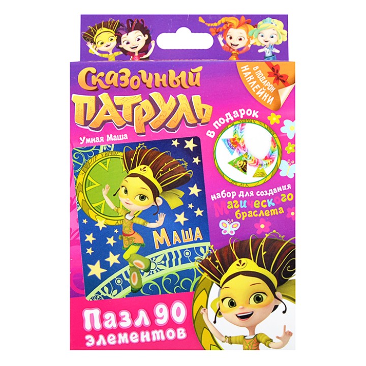 Origami. Сказочный патруль Пазл 90 +браслетик, наклейка "Умная Маша" арт.03662