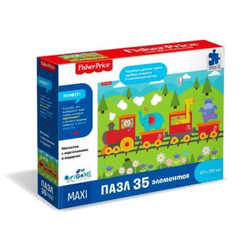 Origami. Fisher-price. Пазл 35 эл "Паровозик дружбы" (47х33 см)+ магнит арт.04657