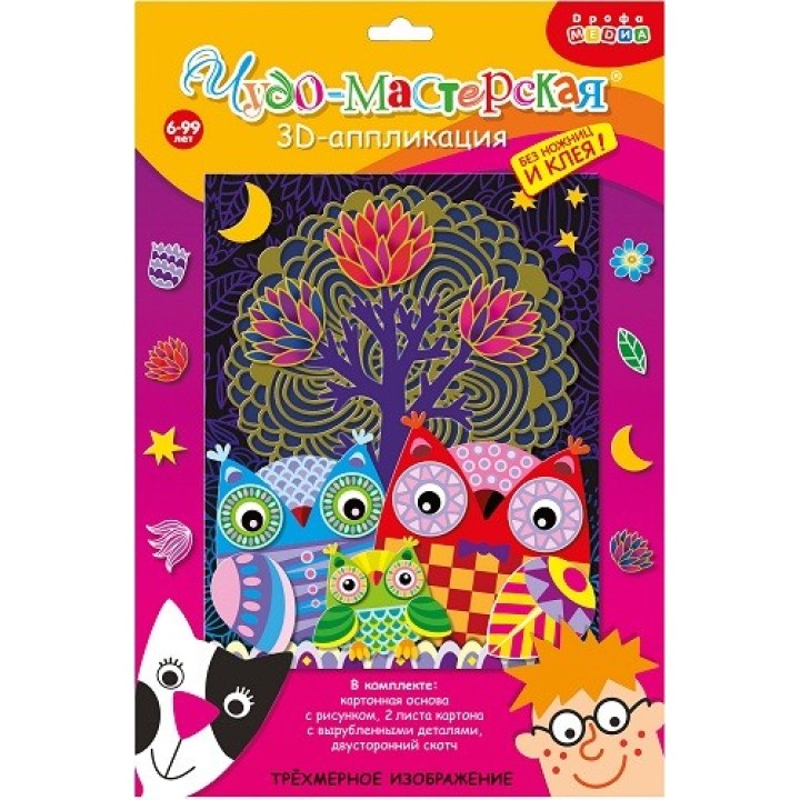 Дрофа. 3Д аппликация "Совы в лесу" арт.3356