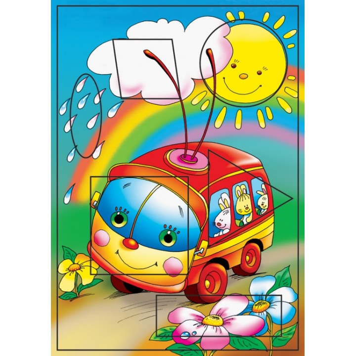 Дрофа. Развивающая рамка "Троллейбус" 6 дет. арт.1210 /50