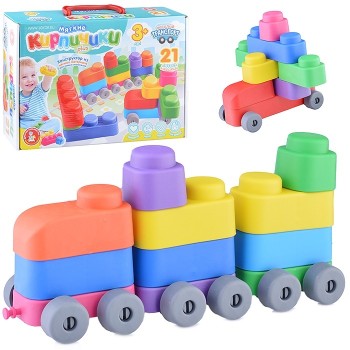 ДК.Конструктор "Мягкие кирпичики plus. Веселый транспорт" арт.04033 21 дет+колесики