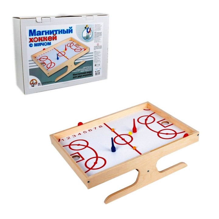 ДК.Настольная игра "Магнитный хоккей с мячом" (дерево) арт.03974