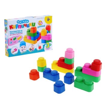ДК.Конструктор "Мягкие кирпичики" арт.01584 из мягкого матер. для самых маленьких 14 дет.