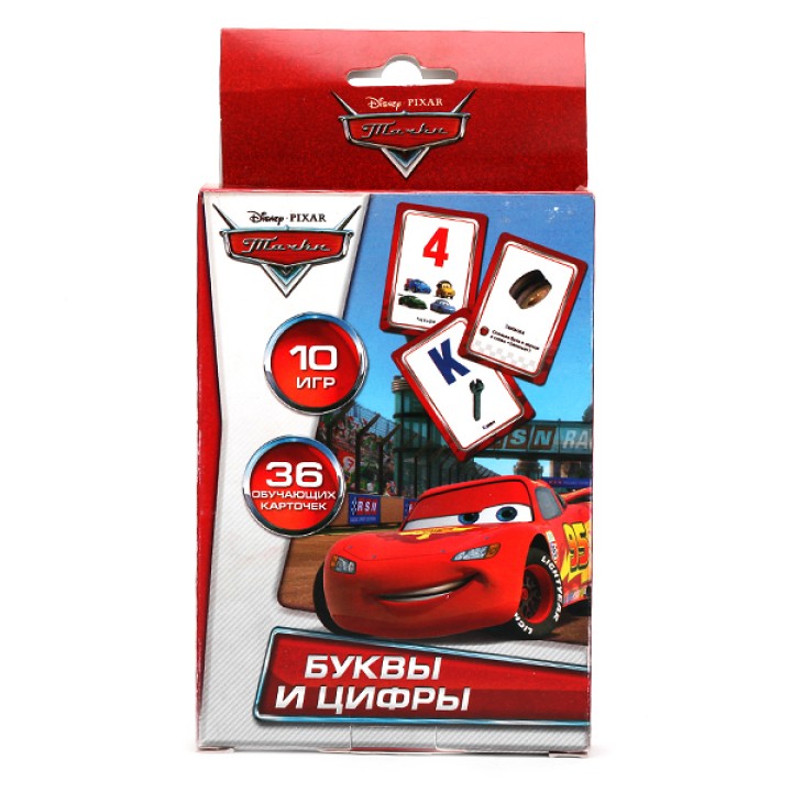 Умка. Карточки развивающие "Дисней Тачки.Буквы и цифры" (36 карточек)