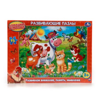 Умка. Развивающие пазлы в рамке "Домашние животные" 15дет.