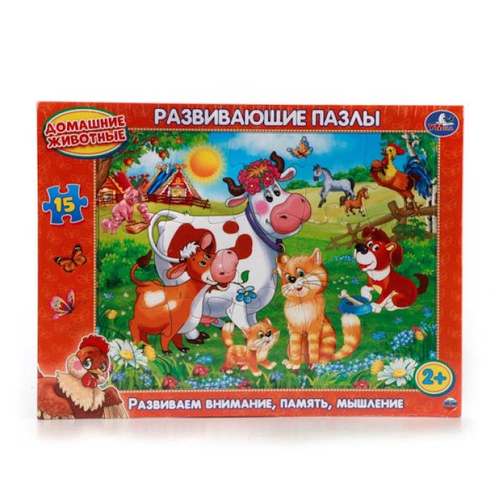 Умка. Развивающие пазлы в рамке "Домашние животные" 15дет.