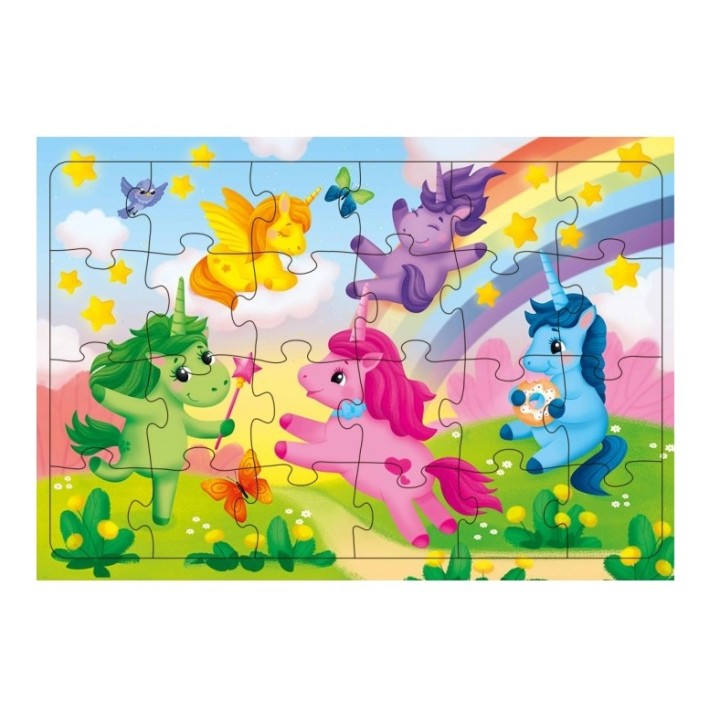 ГеоДом. Пазл листовой на подложке. Единороги 24 дет. 29,5х21 см.