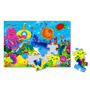 ГеоДом. Пазл листовой на подложке. Морские обитатели. 24 детали. 29,5х21 см.