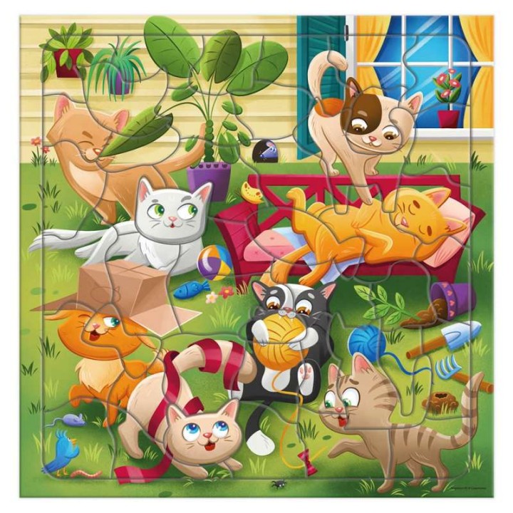 ГеоДом. Пазл фигурный на подложке "Котики" 45 деталей 30х30,5 см.