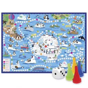 ГеоДом. Игра-ходилка "Путешествие пингвинов.Антарктида" с фишками /200