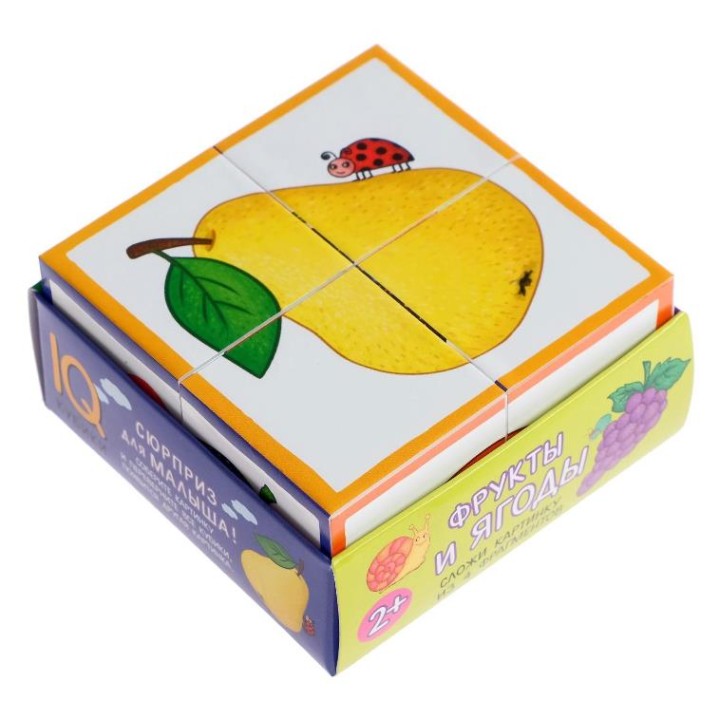 Айрис. IQ кубики в поддончике "Фрукты и ягоды" 4 шт. арт.28196