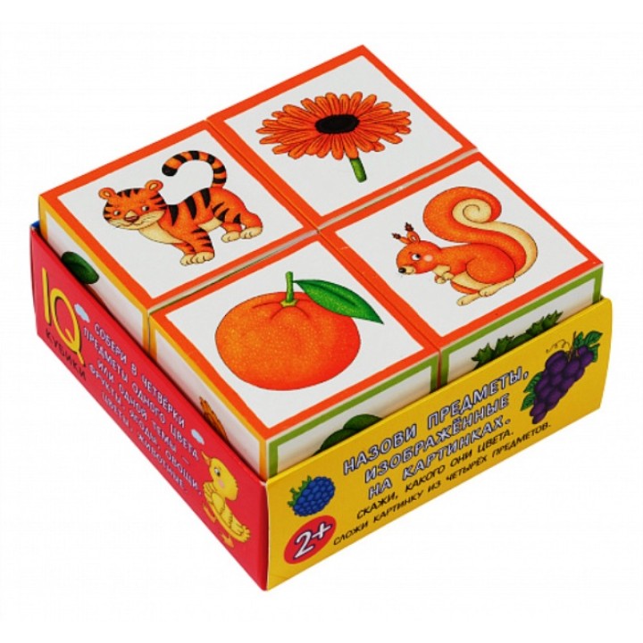 Айрис. IQ кубики в поддончике "Что какого цвета?" 4 шт. арт.28192/50, В